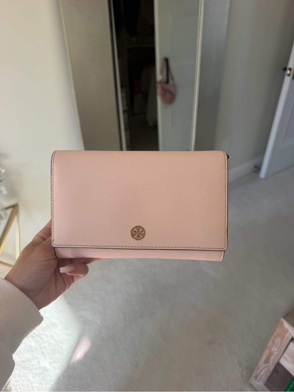 Blush Pink Women's Crossbody Wallet - Small Shoulder Bag